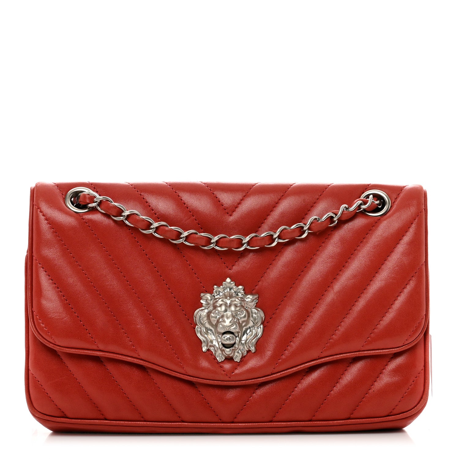 Chanel Lambskin Chevron Medium Leo Lion Flap Red 1 of 10