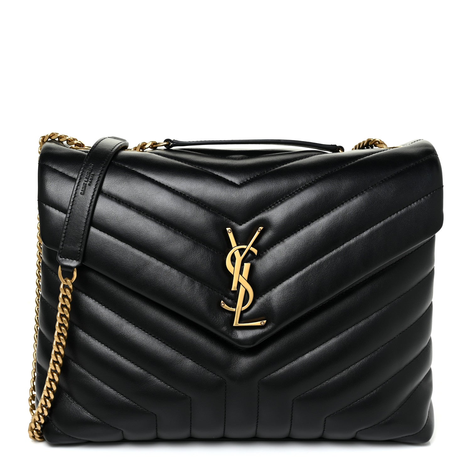 Saint Laurent Calfskin Y Quilted Monogram Medium Loulou Chain Satchel Black 1 of 14