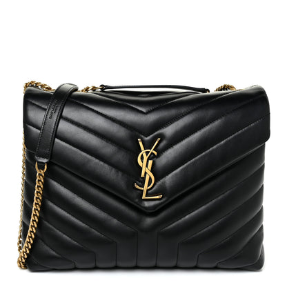 Saint Laurent Calfskin Y Quilted Monogram Medium Loulou Chain Satchel Black 1 of 14