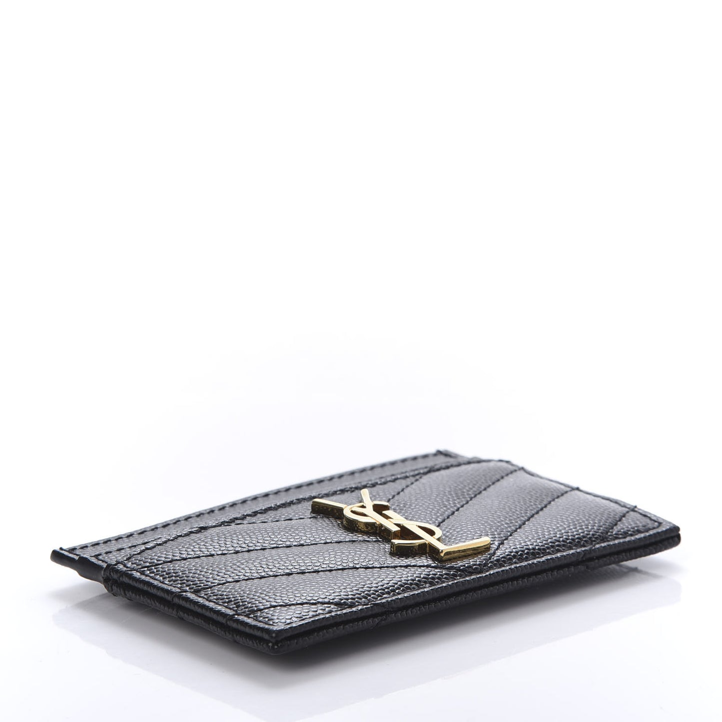 Grain De Poudre Matelasse Chevron Monogram Credit Card Case Black