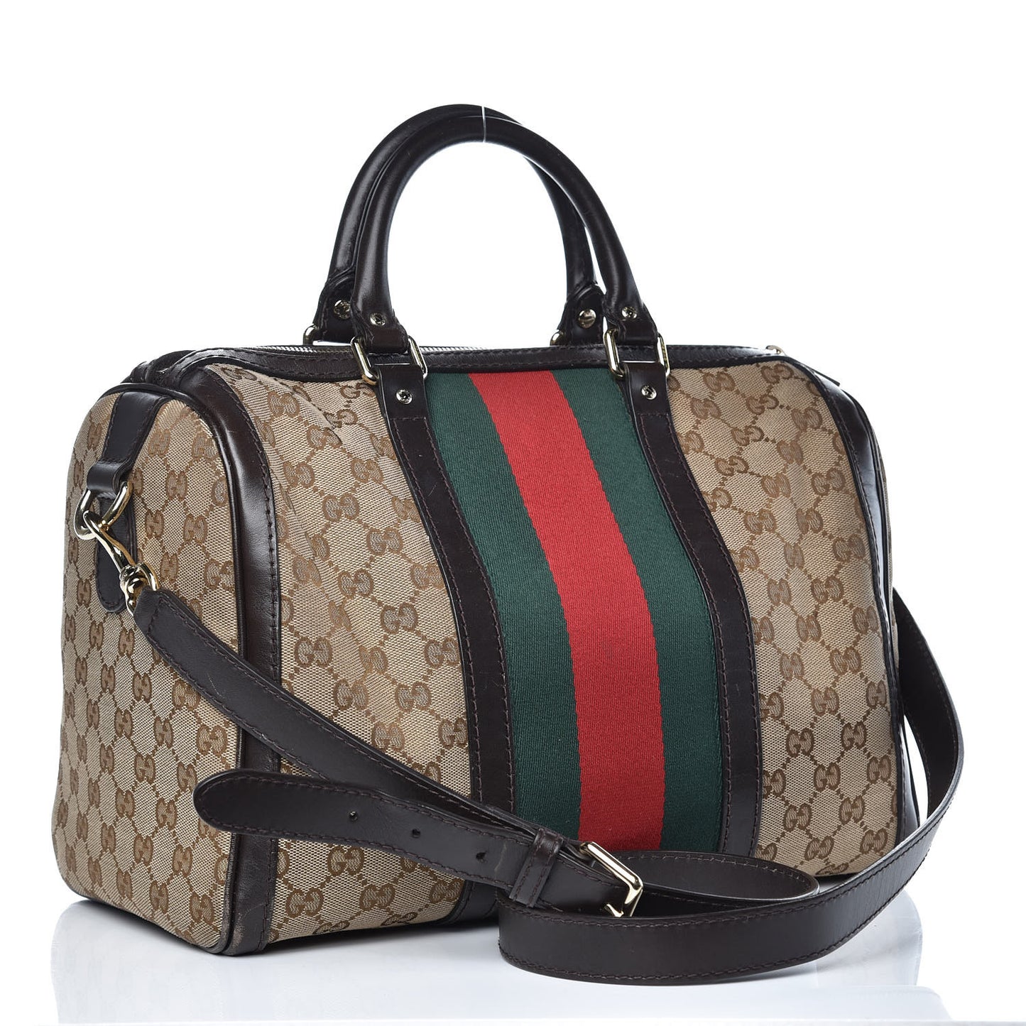 Monogram Vintage Web Medium Boston Dark Brown