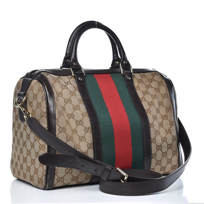 Gucci Monogram Vintage Web Medium Boston Dark Brown 3 of 19