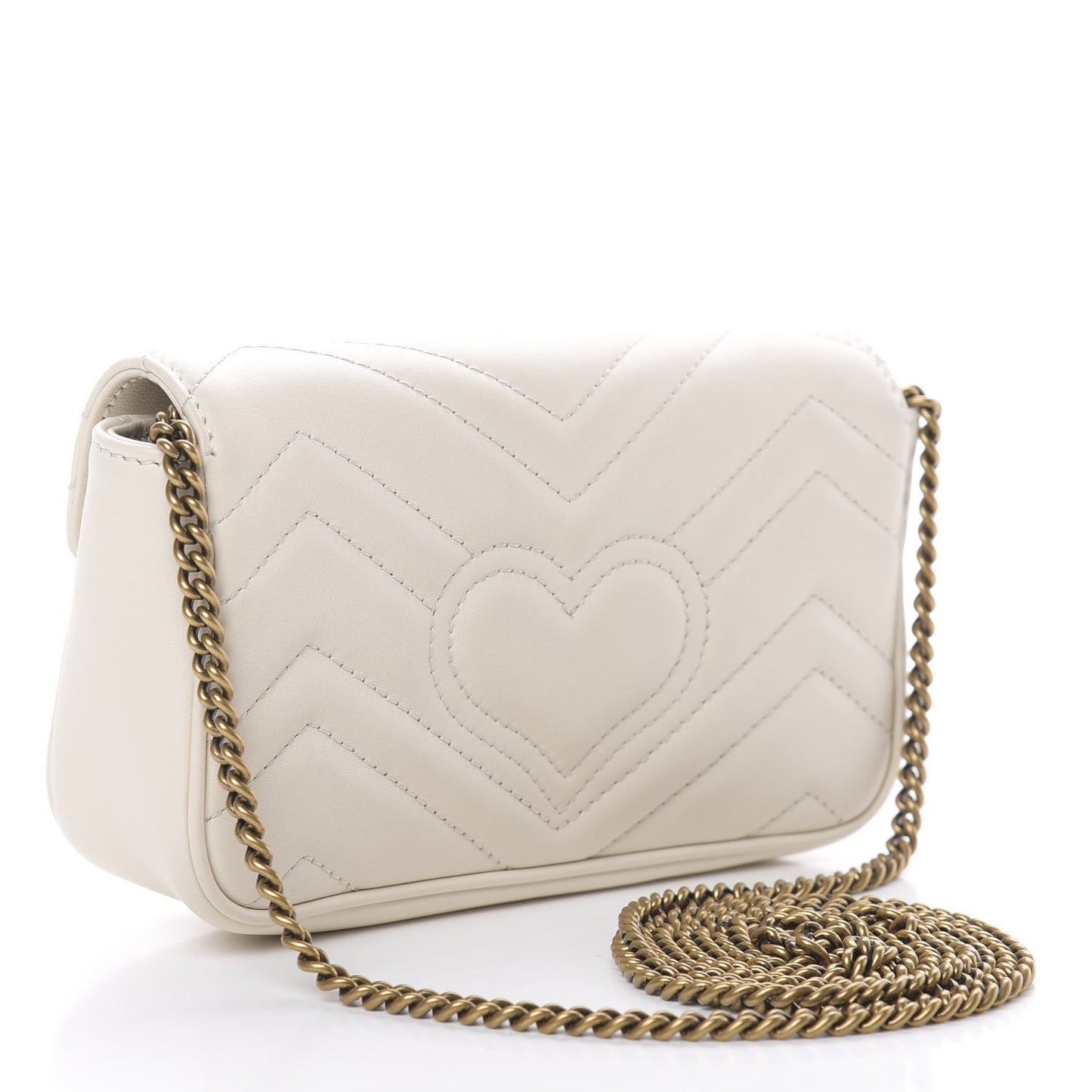 Calfskin Matelasse Super Mini GG Marmont Shoulder Bag White