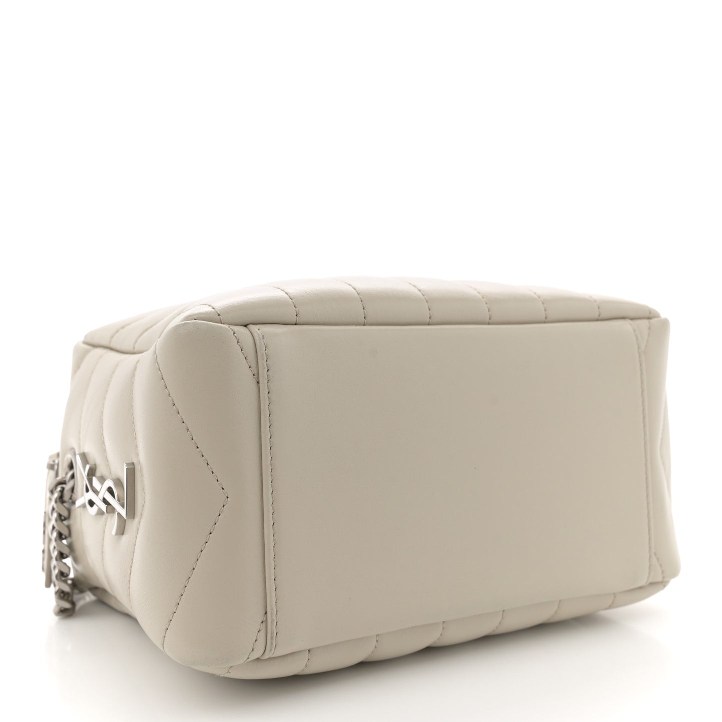 Calfskin Y Quilted Monogram Small Loulou Bowling Bag Ivory