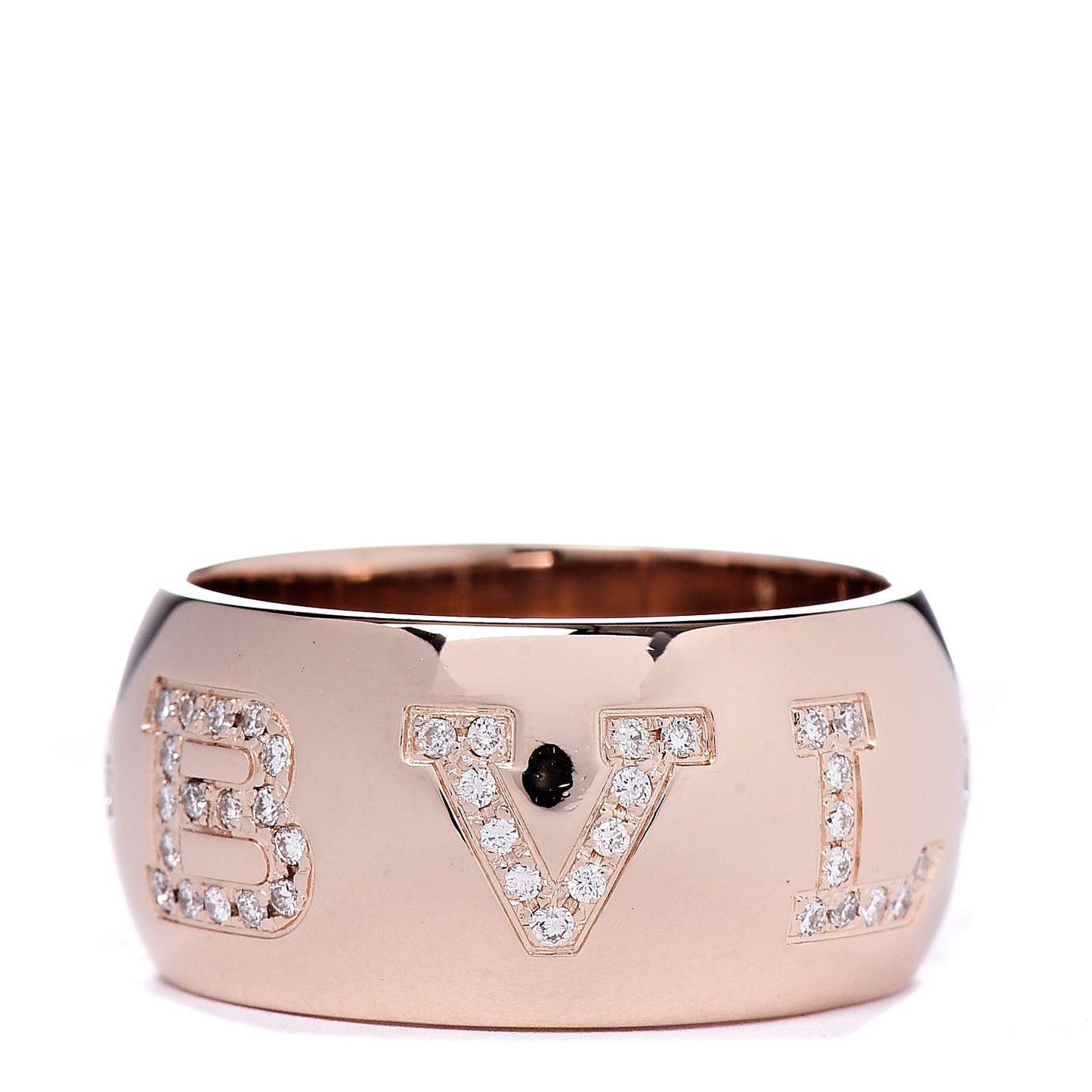 18K Rose Gold Diamond Monologo Pave Ring 54 6.75