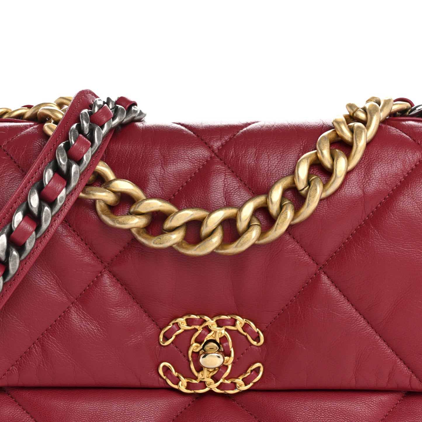Goatskin Quilted Large Chanel 19 Flap Dark Pink
