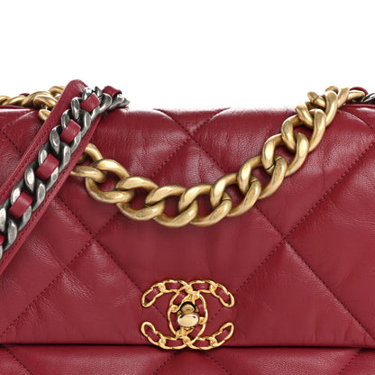 Chanel Goatskin Quilted Large Chanel 19 Flap Dark Pink 7 of 10