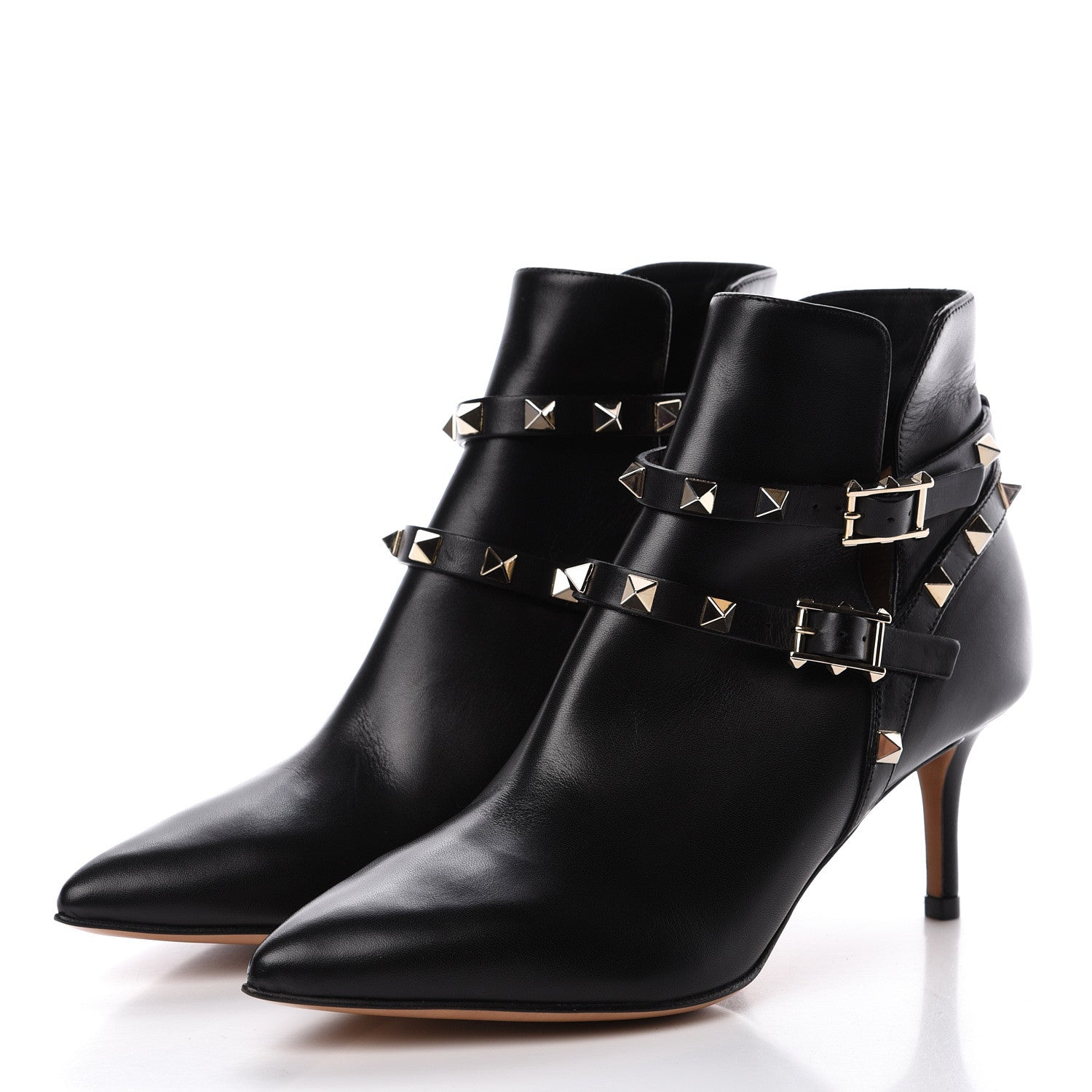Valentino Garavani Calfskin Rockstud Double Buckle 65mm Ankle Boots 36 Black 3 of 7