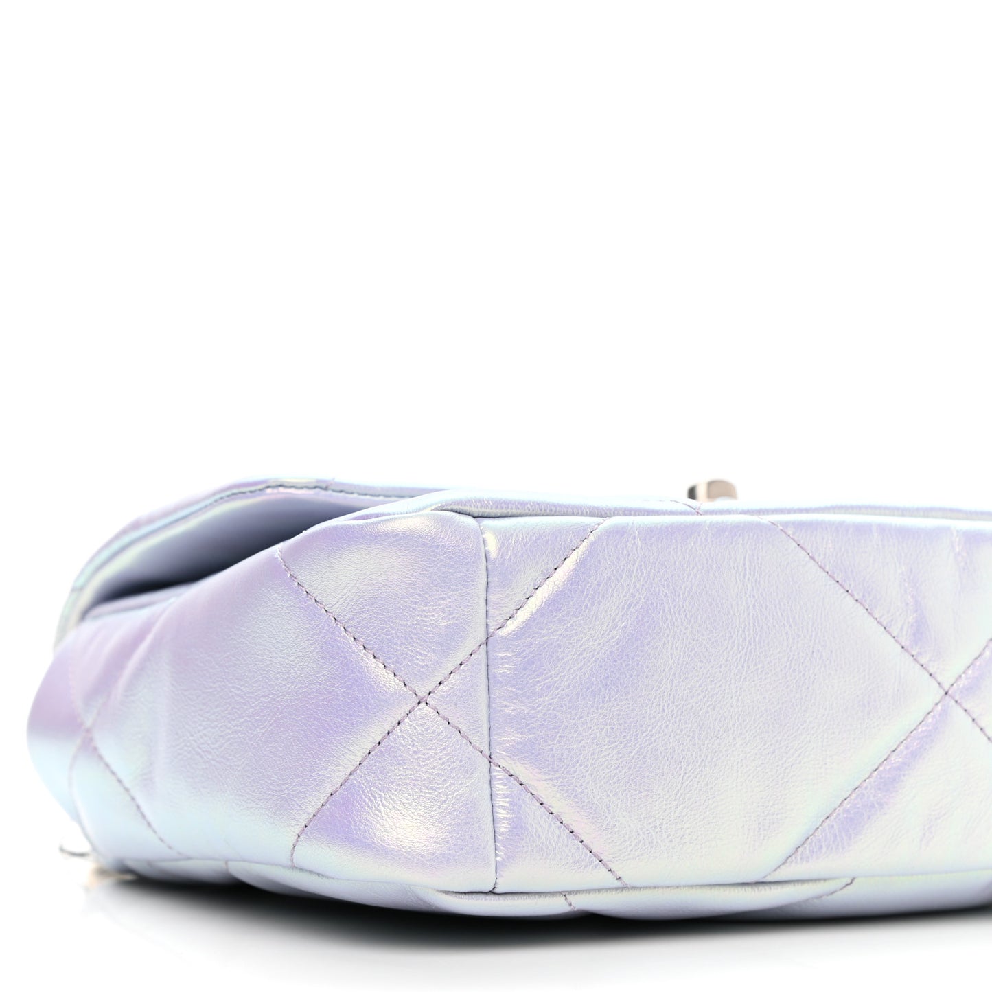 Iridescent Calfskin Quilted Medium Chanel 19 Flap Light Purple Blue