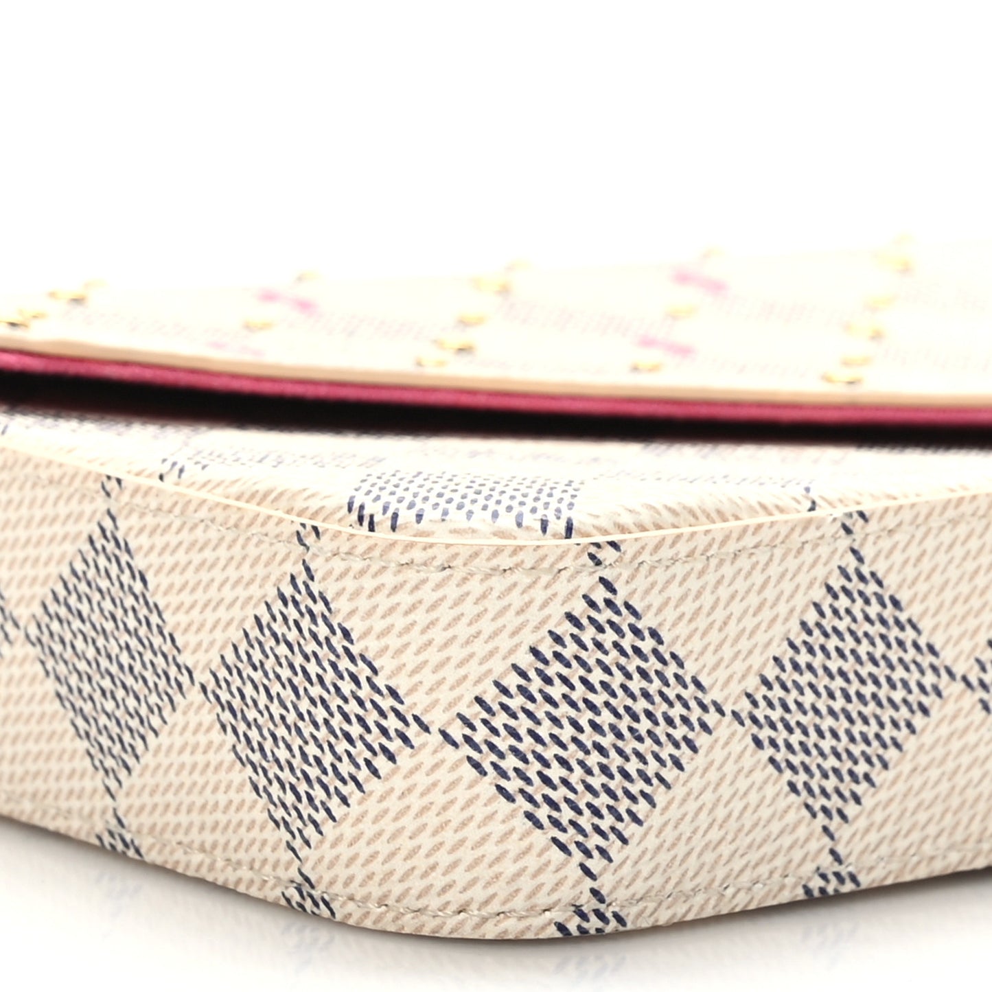Damier Azur Studded Pochette Felicie Chain Wallet Fuchsia