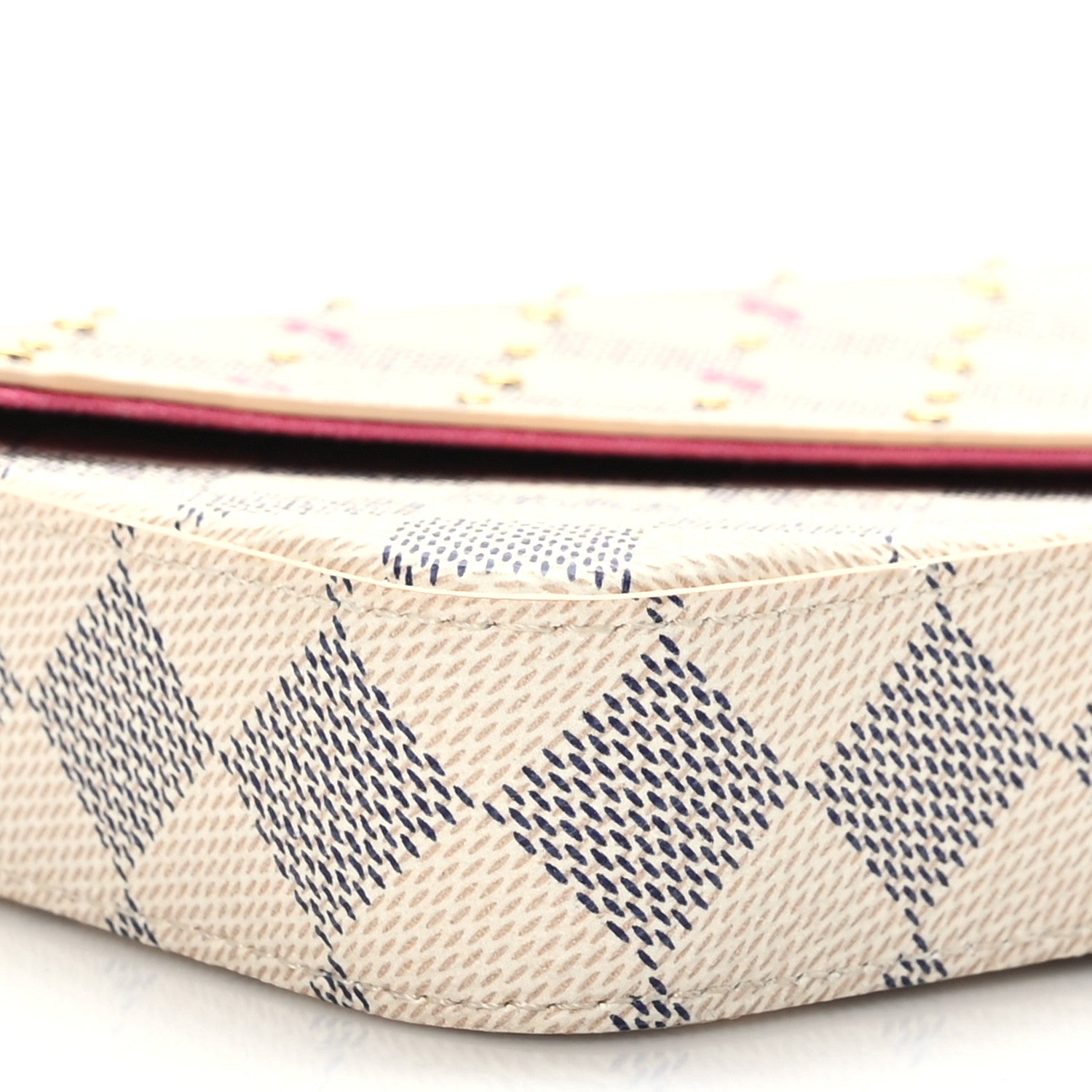 Louis Vuitton Damier Azur Studded Pochette Felicie Chain Wallet Fuchsia 8 of 9