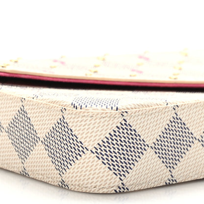 Louis Vuitton Damier Azur Studded Pochette Felicie Chain Wallet Fuchsia 8 of 9