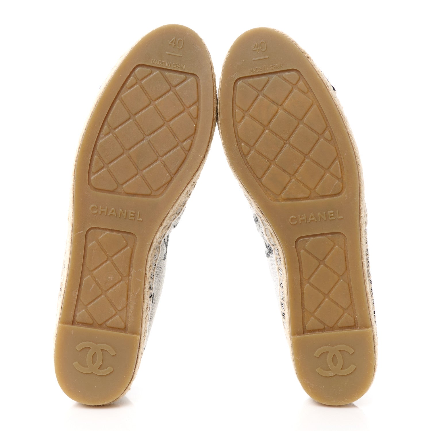 Chanel Cotton Jacquard Grosgrain CC Print Espadrilles 40 Grey Black 5 of 11