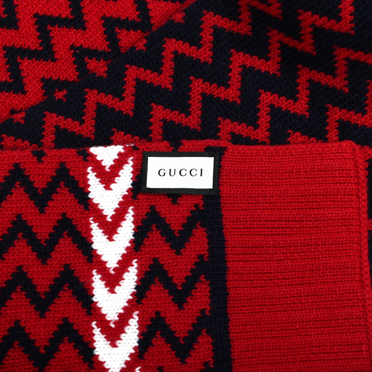 Gucci Wool Zigzag Scarf White Red Blue 3 of 4
