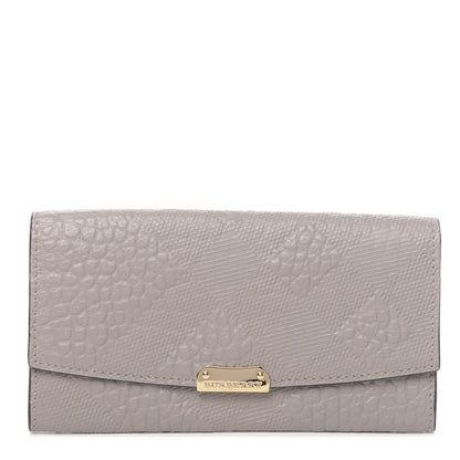 Burberry Signature Grain Calfskin Check Embossed Porter Continental Wallet Pale Grey 1 of 9