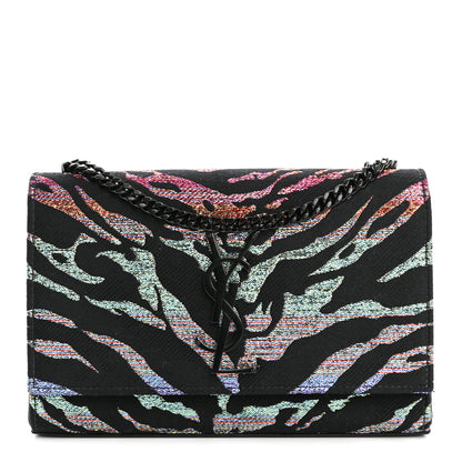 Saint Laurent Canvas Calfskin Metallic Tiger Print Small Monogram Kate Satchel Black Multicolor 1 of 13