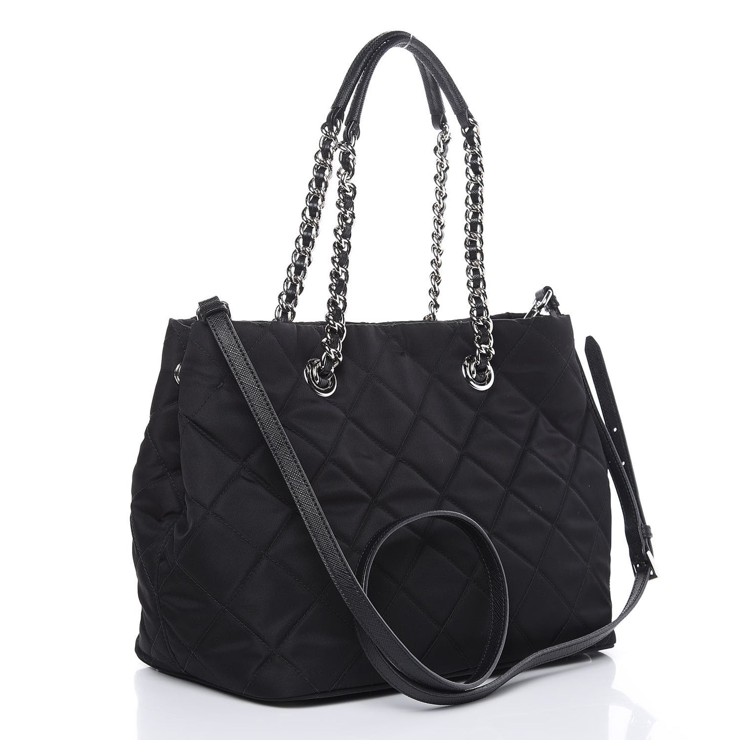 Nylon Tessuto Impuntu Quilted Shoulder Bag Black