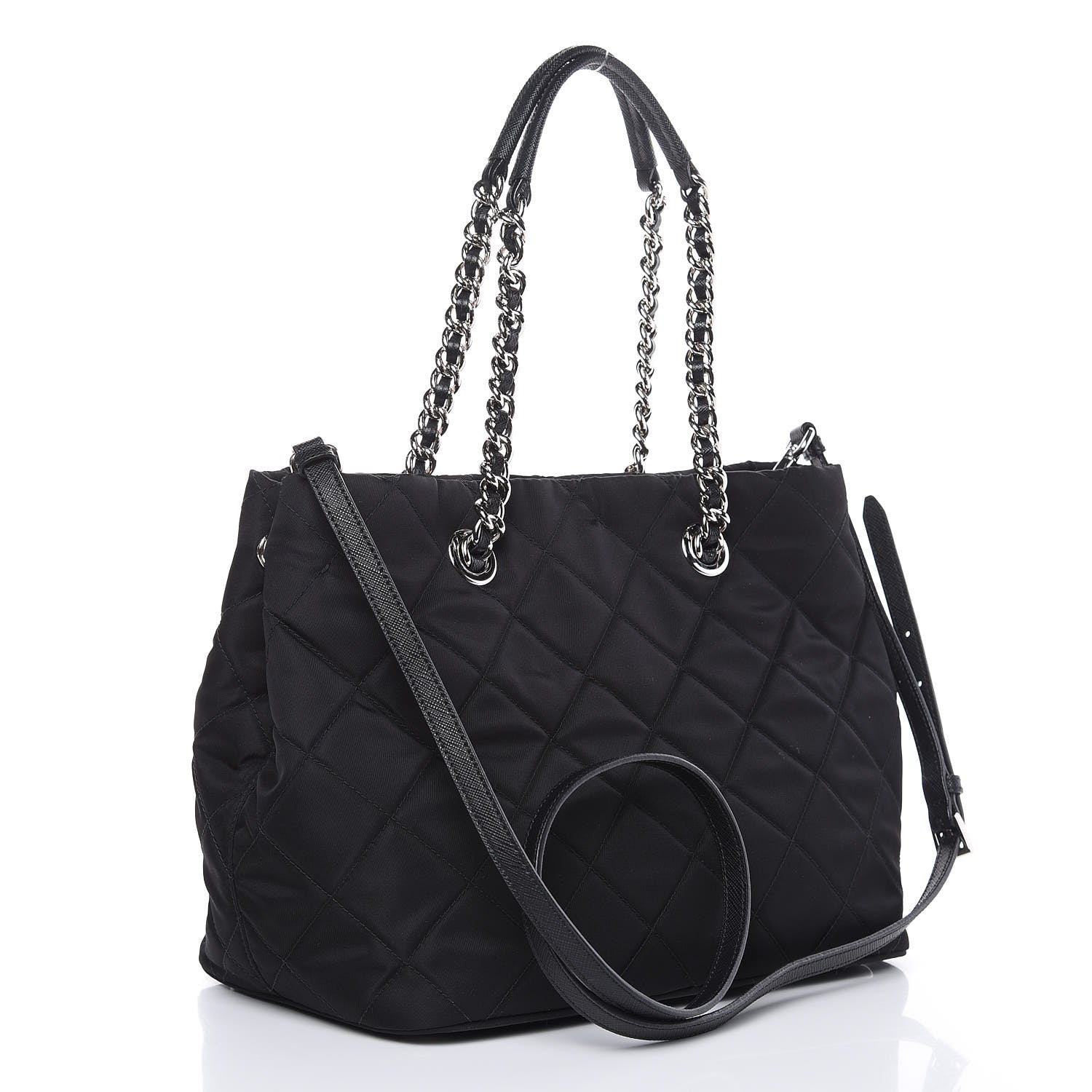 Prada Nylon Tessuto Impuntu Quilted Shoulder Bag Black 3 of 9