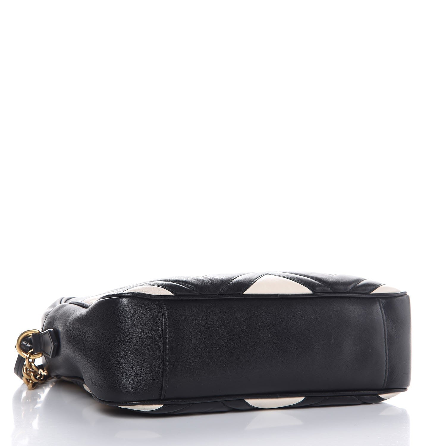 Gucci Calfskin Matelasse Medium GG Marmont Chain Shoulder Bag Black White 4 of 9