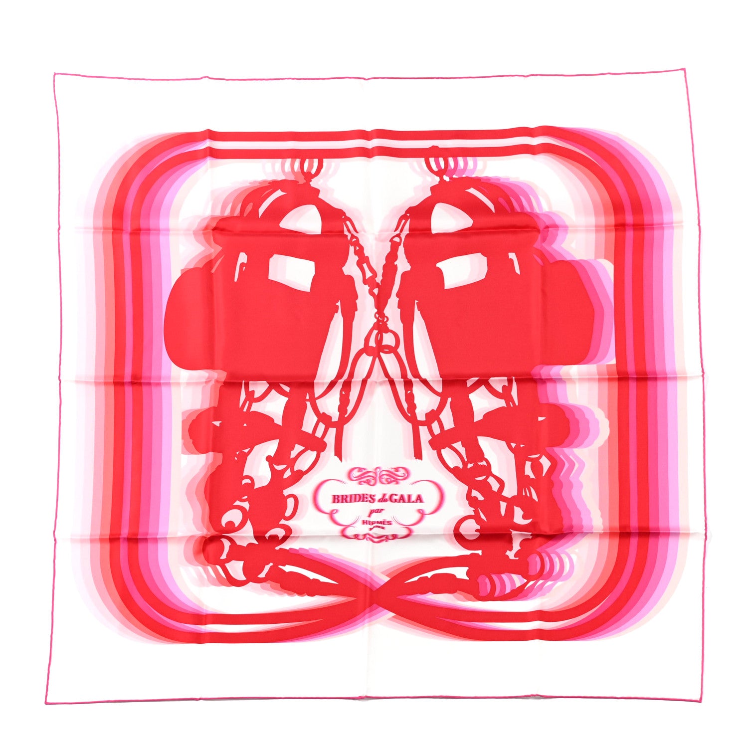 Hermes Silk Brides De Gala Shadow Scarf 90 White Rouge Rose Vif 1 of 4