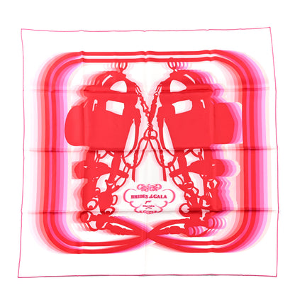 Hermes Silk Brides De Gala Shadow Scarf 90 White Rouge Rose Vif 1 of 4