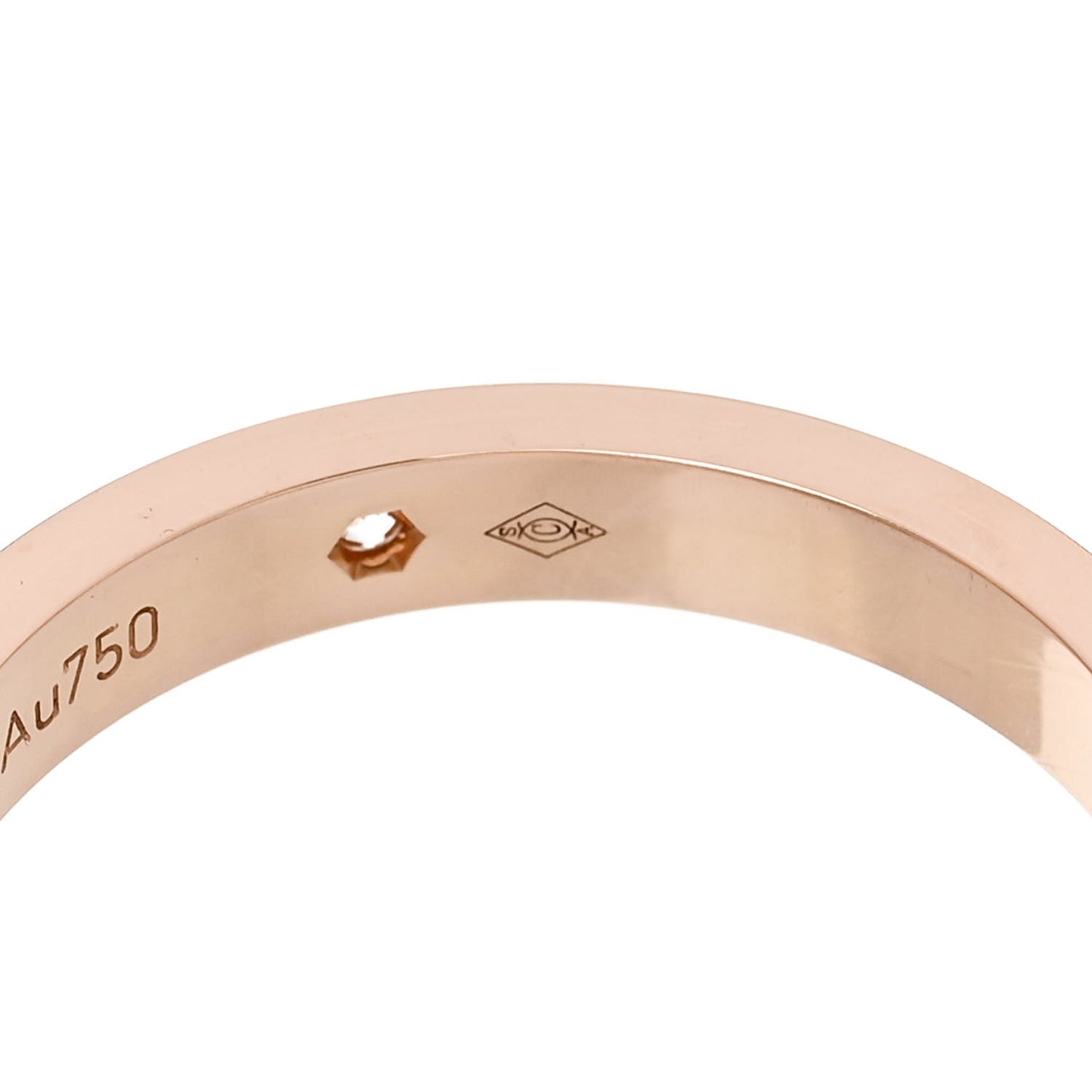 18K Pink Gold Diamond 3mm C De Cartier Wedding Band Ring 55 7.25