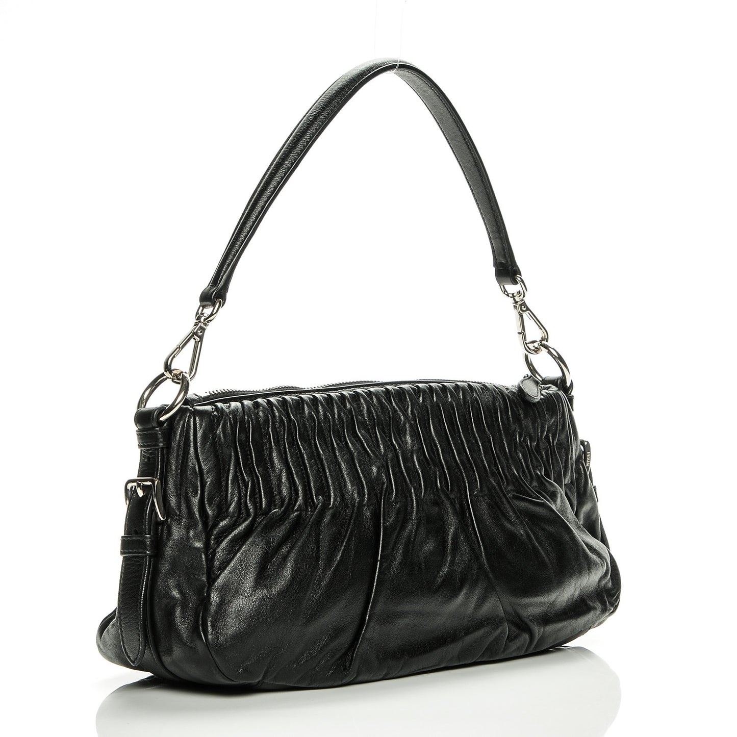 Nappa Drapes Shoulder Bag Nero Black
