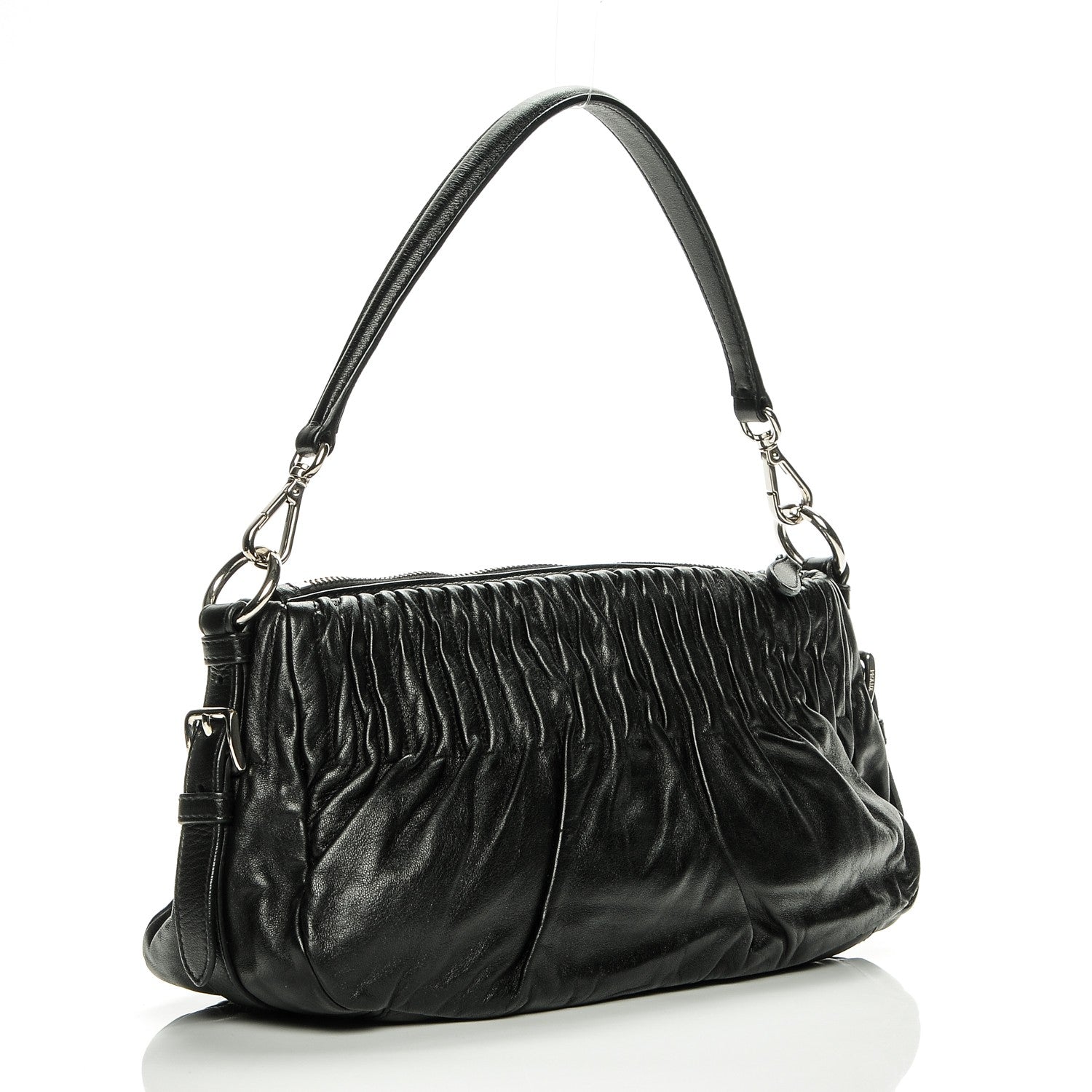 Prada Nappa Drapes Shoulder Bag Nero Black 3 of 7