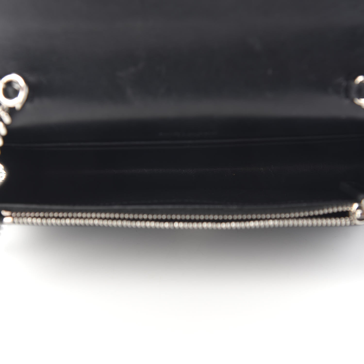 Saint Laurent Calfskin Crocodile Embossed Kate Monogram Tassel Chain Wallet Black 5 of 14