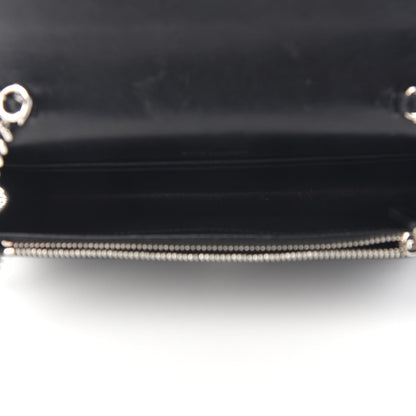 Saint Laurent Calfskin Crocodile Embossed Kate Monogram Tassel Chain Wallet Black 5 of 14