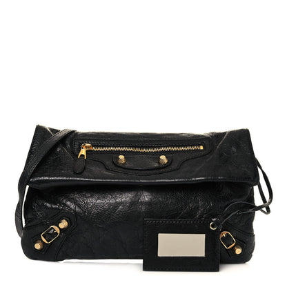 Balenciaga Agneau Giant 12 Gold Hardware Envelope Strap Clutch Black 1 of 14