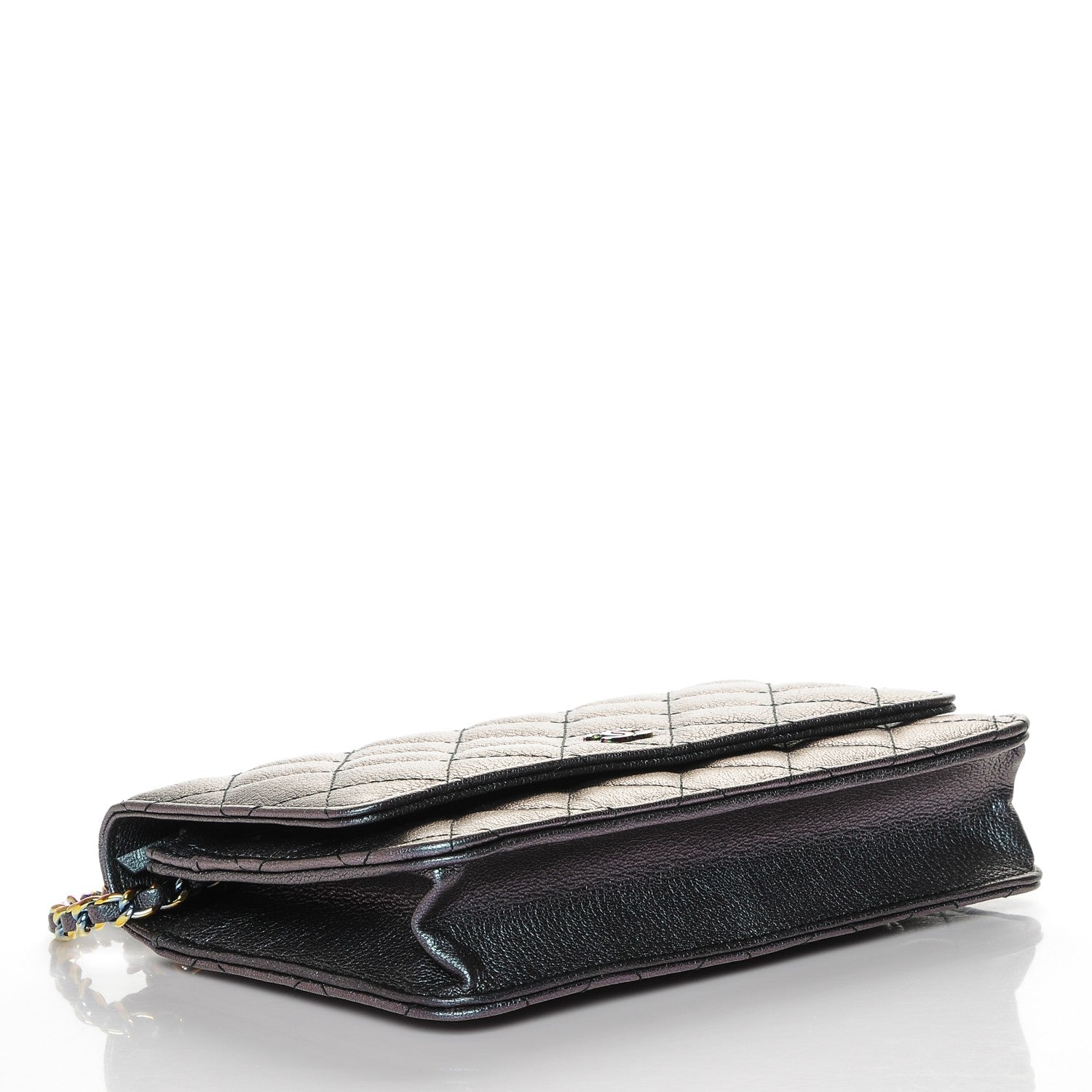 Chanel Iridescent Goatskin Quilted Wallet On Chain WOC Purple 4 of 10