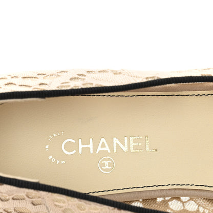 Chanel Lace Cap Toe CC Flats 36.5 Beige Black 8 of 9