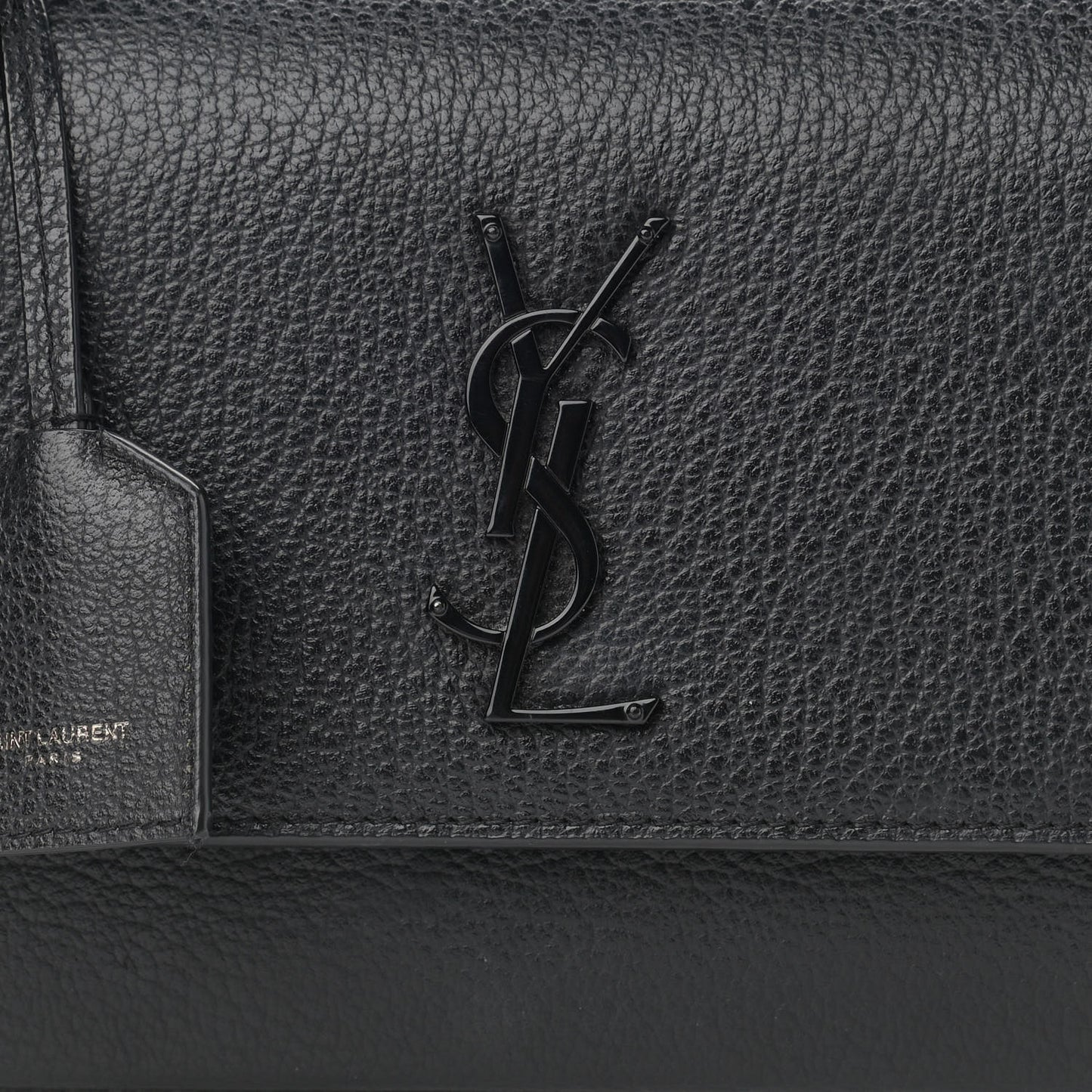 Grained Calfskin Medium Monogram Sunset Satchel Black