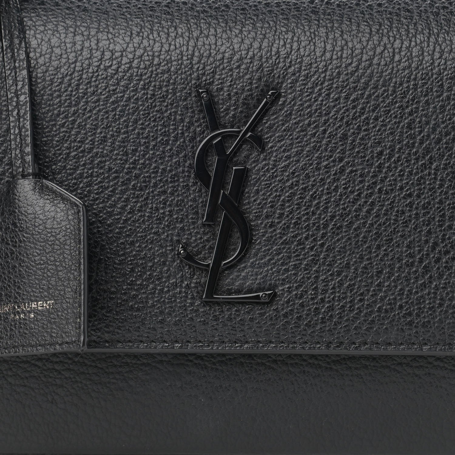 Saint Laurent Grained Calfskin Medium Monogram Sunset Satchel Black 9 of 12