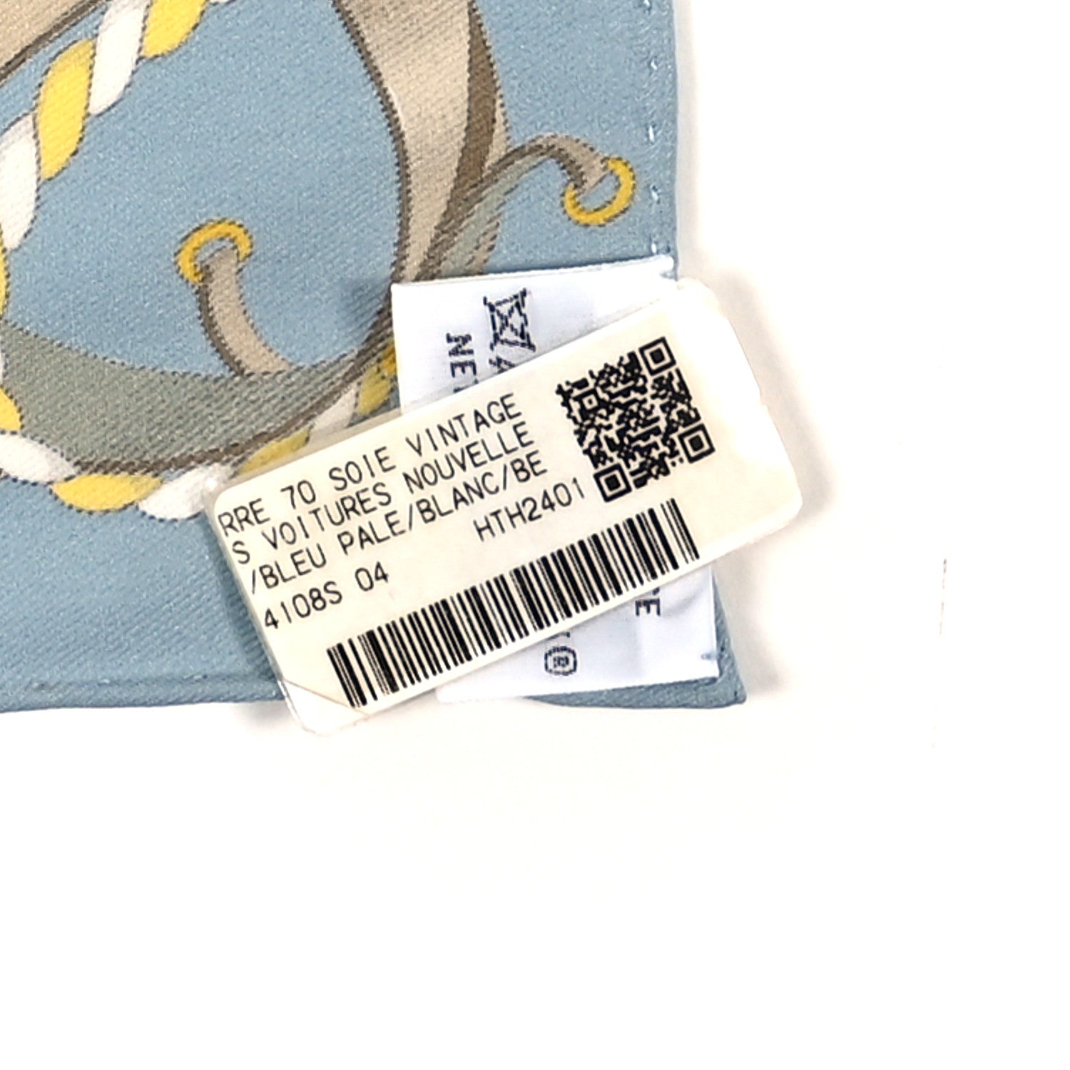 Hermes Silk Les Voitures Nouvelles Scarf 70 Blue Pale White 4 of 4
