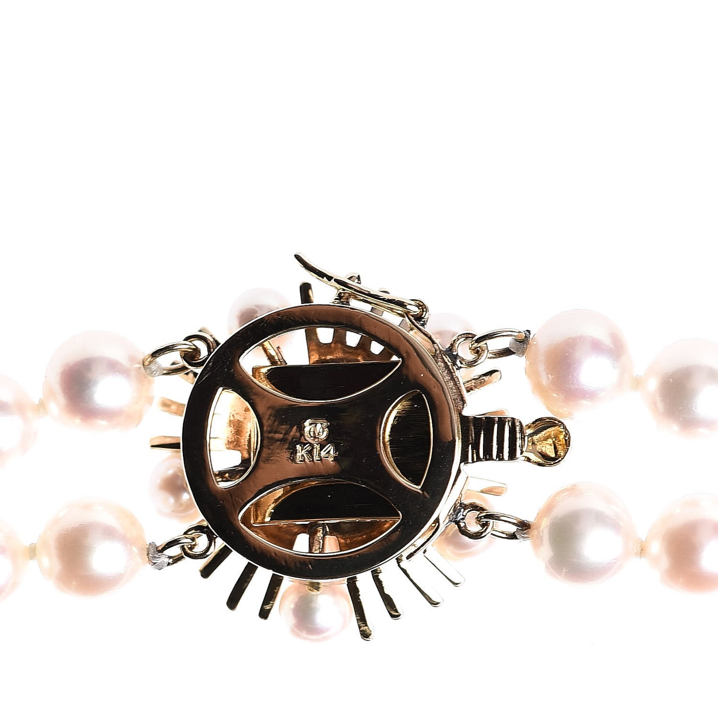 14K Yellow Gold Akoya Pearl Double Strand Necklace 22"