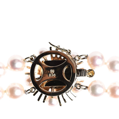 Mikimoto 14K Yellow Gold Akoya Pearl Double Strand Necklace 22" 5 of 6