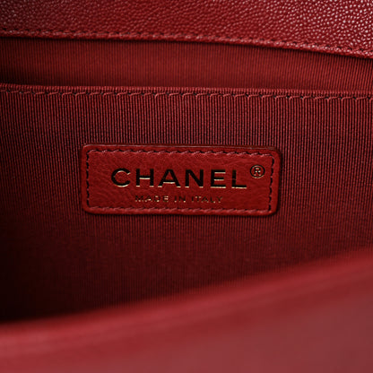 Chanel Caviar Chevron Quilted Medium Boy Flap Red 6 of 10