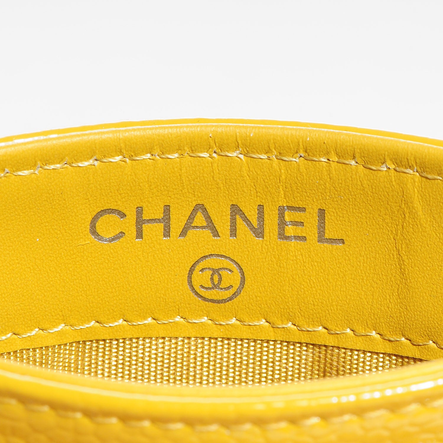 Chanel Patent Grained Calfskin Timeless CC Card Holder Yellow 6 of 7