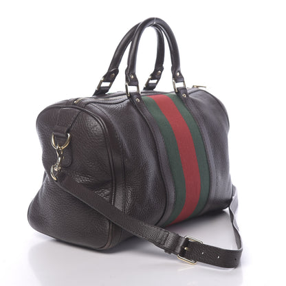 Gucci Calfskin Vintage Web Medium Boston Dark Brown 3 of 10