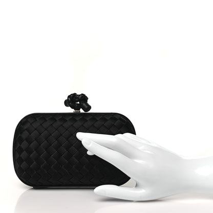 Bottega Veneta Satin Intreccio Impero Knot Clutch Black 2 of 9