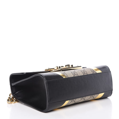 Gucci Calfskin GG Supreme Monogram Small Padlock Shoulder Bag Black Gold 4 of 13