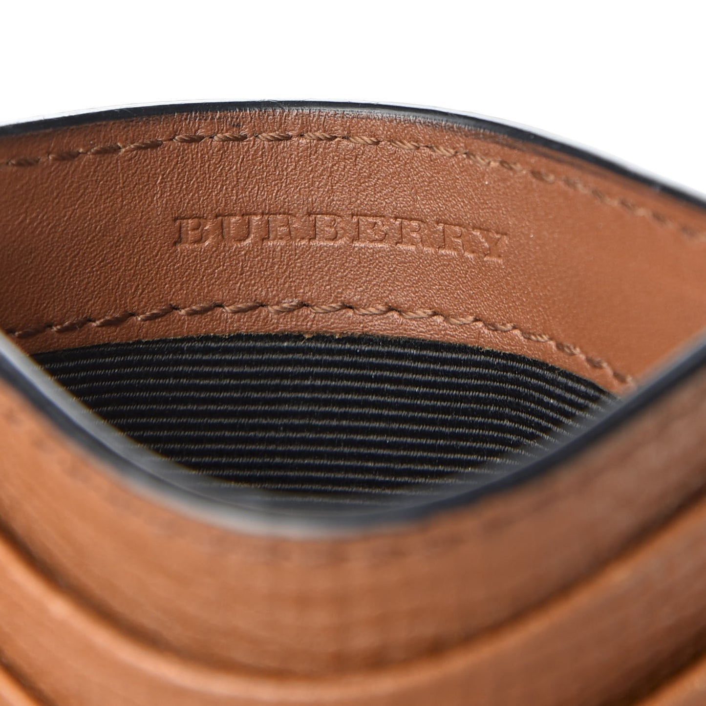 Grainy Calfskin House Check Sandon Card Case Tan