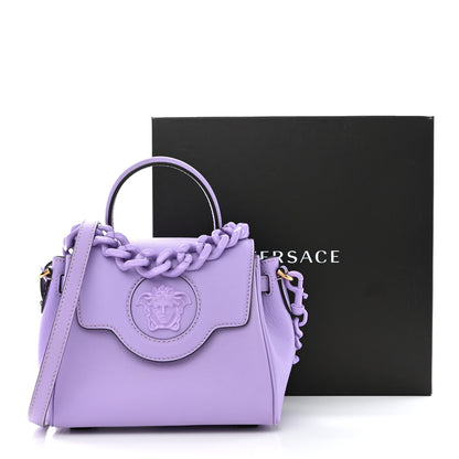 Versace Calfskin Small La Medusa Top Handle Handbag Lilac 12 of 12