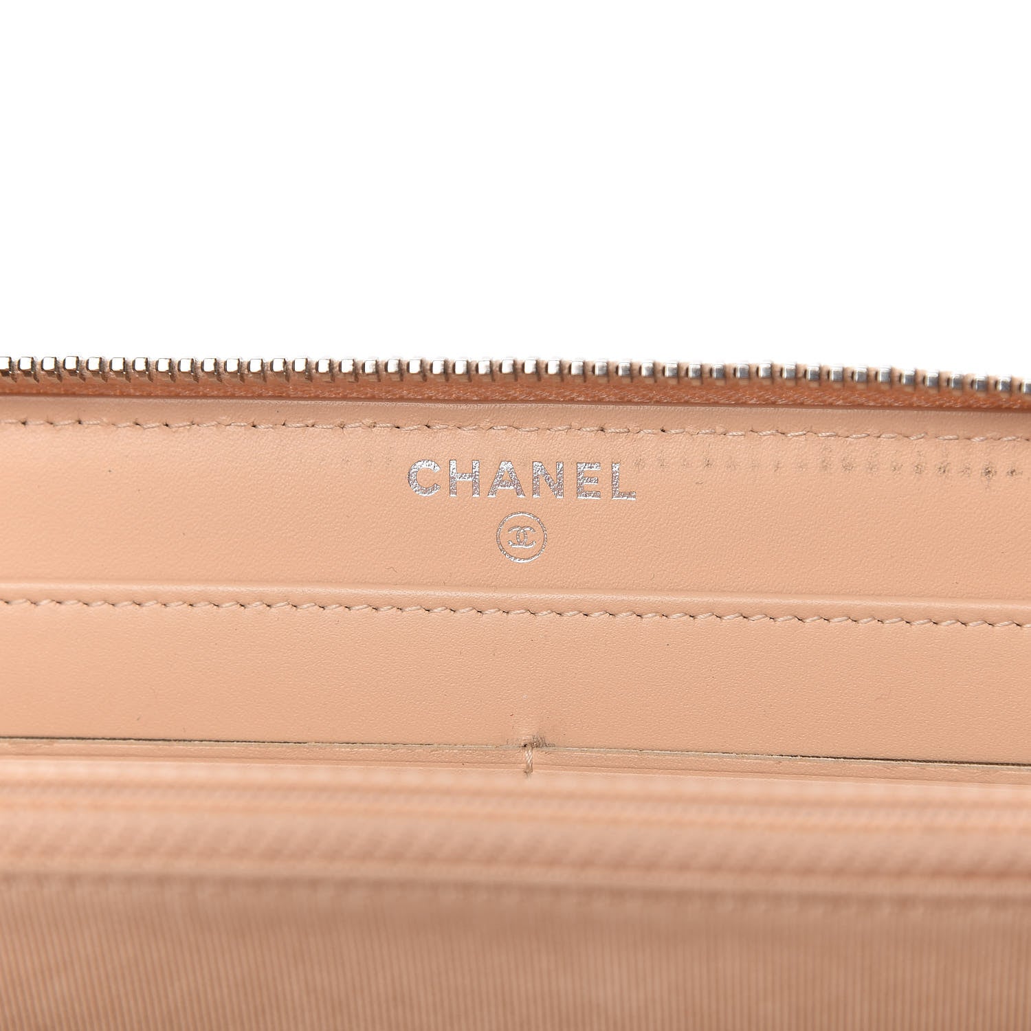 Chanel Patent Chevron Quilted Zip Around Wallet Beige 8 of 12