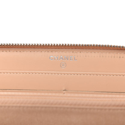 Chanel Patent Chevron Quilted Zip Around Wallet Beige 8 of 12