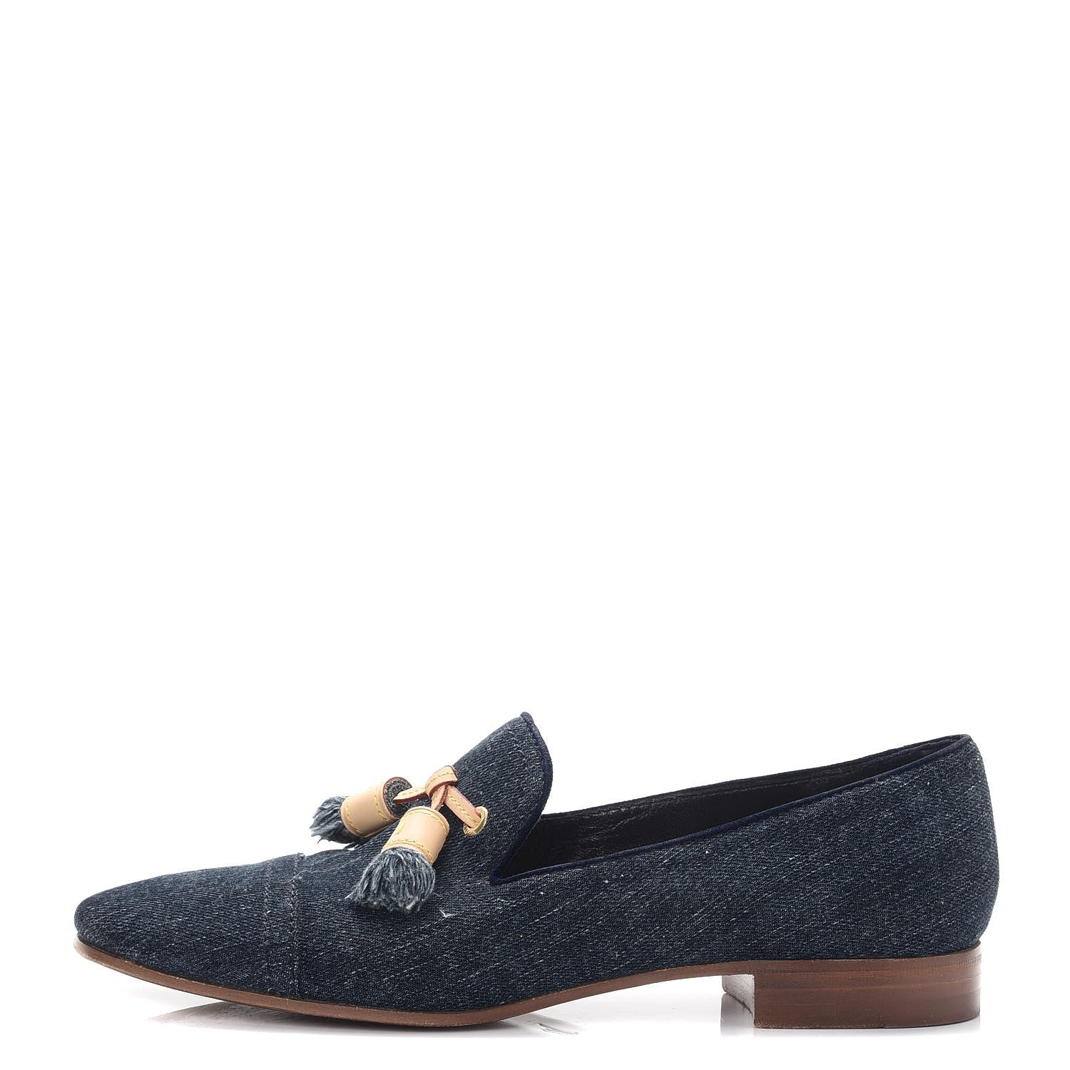 Louis Vuitton Denim Tassel Loafers 38.5 Navy 1 of 12