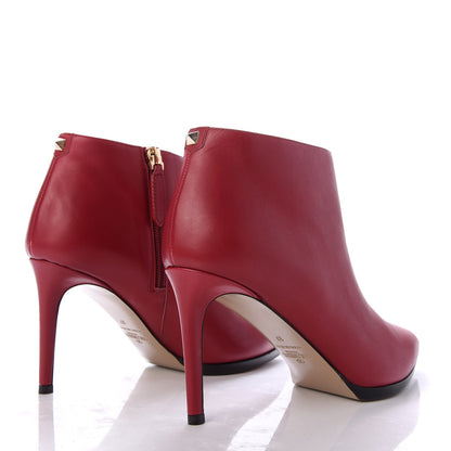 Valentino Garavani Calfskin Rockstud 10/85mm Ankle Booties 37 Scarlet 4 of 9