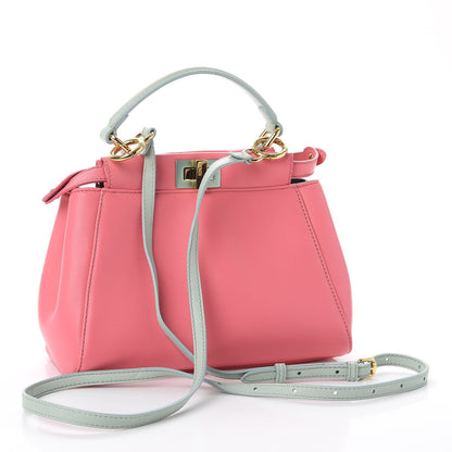 Fendi Nappa Colorblock Mini Peekaboo Iconic Satchel Rosa Fluo Oxigen Slate 5 of 9